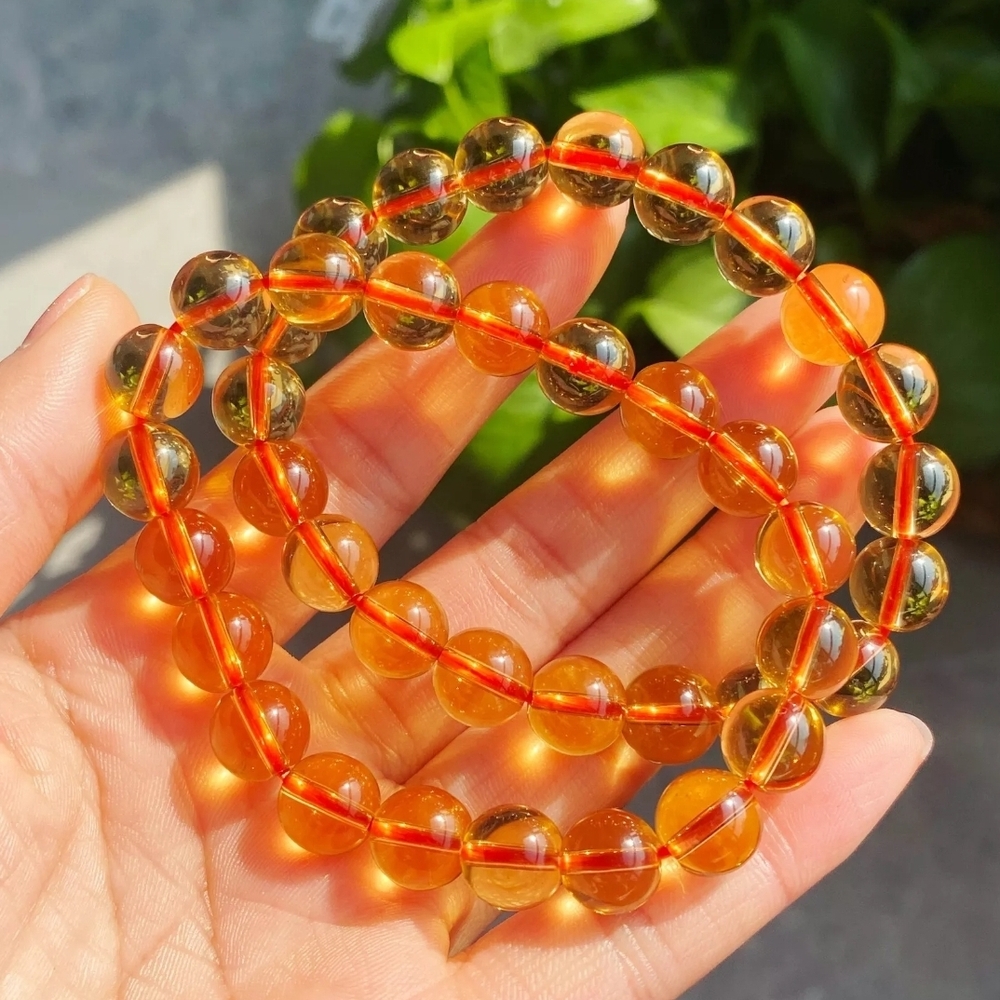 High Quality  10mm AAAA Graded Natural Citrine Beaded Bracelet Set